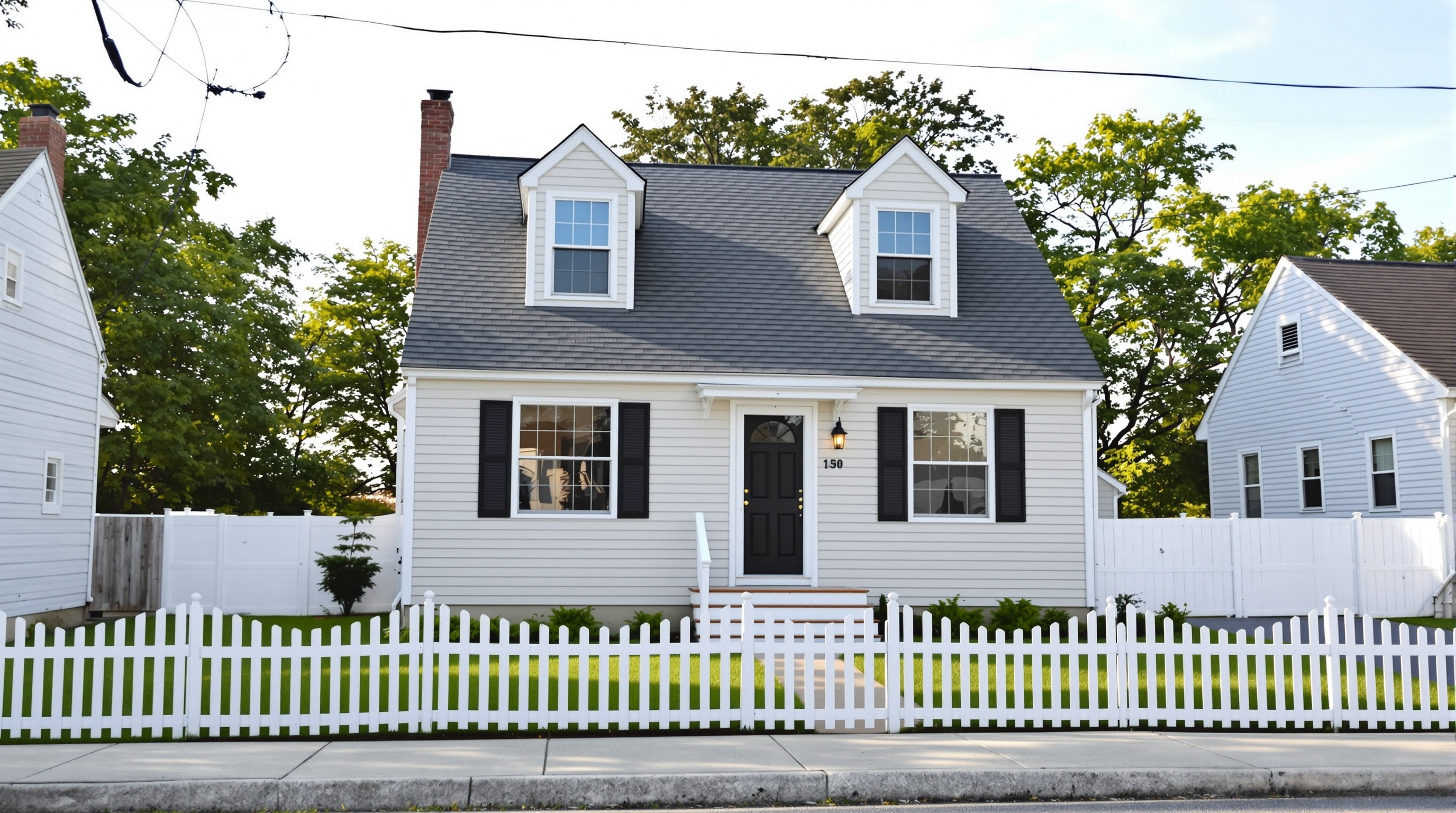 Finished cape cod home with new siding on Long Island