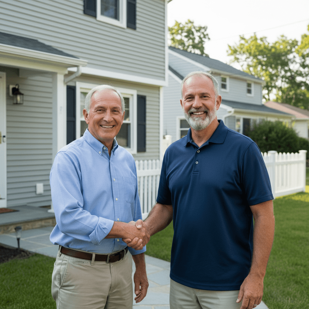 Mike meeting a homeowner